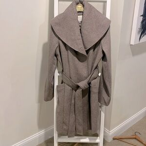 Beautiful Tan Belted Coat with button down.